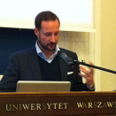 8 December: Crown Prince Haakon gives a Kapuscinski-lecture on the UN milliennium development goals at the University of Warzaw (Photo: Christian Lagaard, The Royal Court)